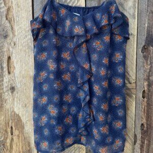 Y2k Boho Blue Ruffle Floral Women Size M